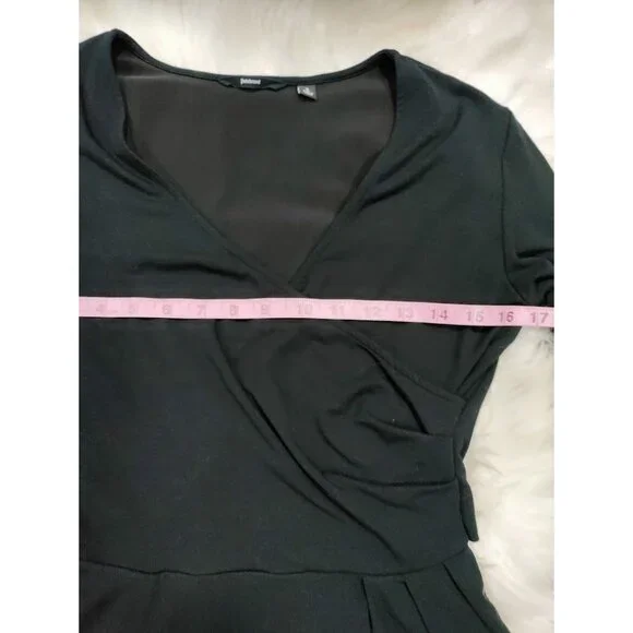 Betabrand Womens Stretch Surplice Neck Long Sleeve Peplum Blouse Black Small - Picture 7 of 9